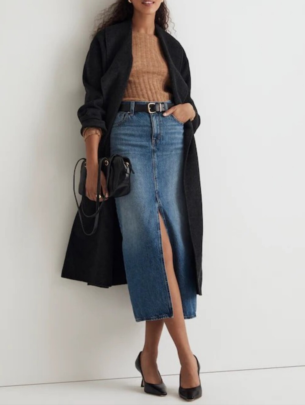 MADEWELL Denim Mid-Rise Maxi Skirt in Pratt Wash